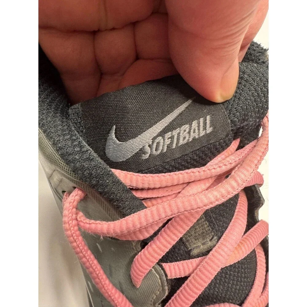 Nike GG Youth Girls 8.5 Hyperdiamond 4 Keystone Softball Cleats Grey Black
